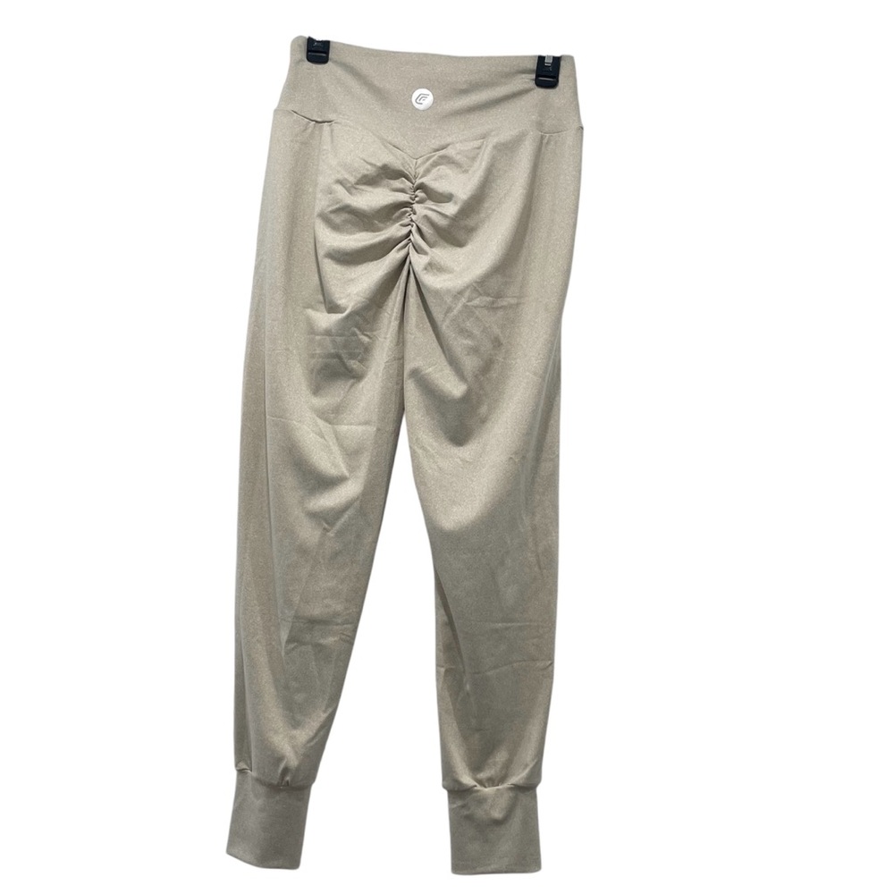 Cherifit Scrunch Bottom Yoga Pants Large Beige Tie Weight Tan Change Fate Active